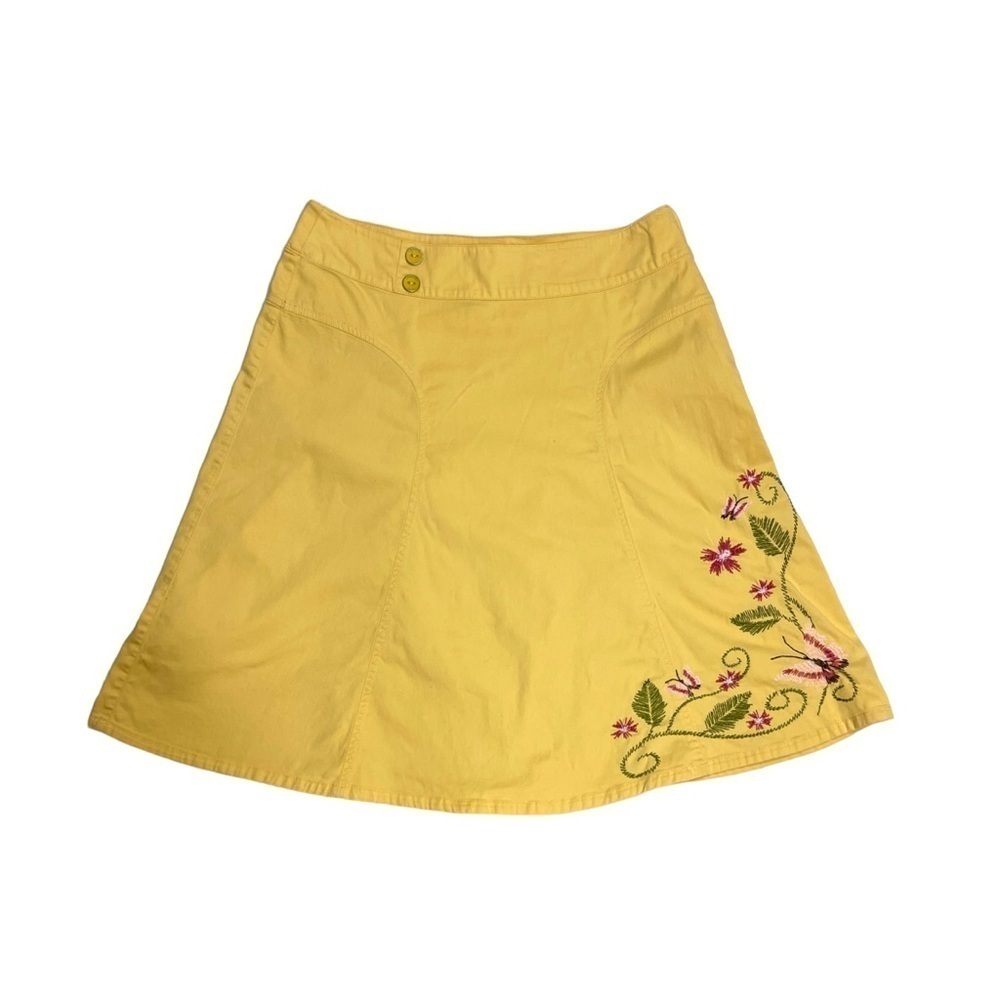 Cherokee embroidered skirt size 12 yellow with embroidered flowers A line